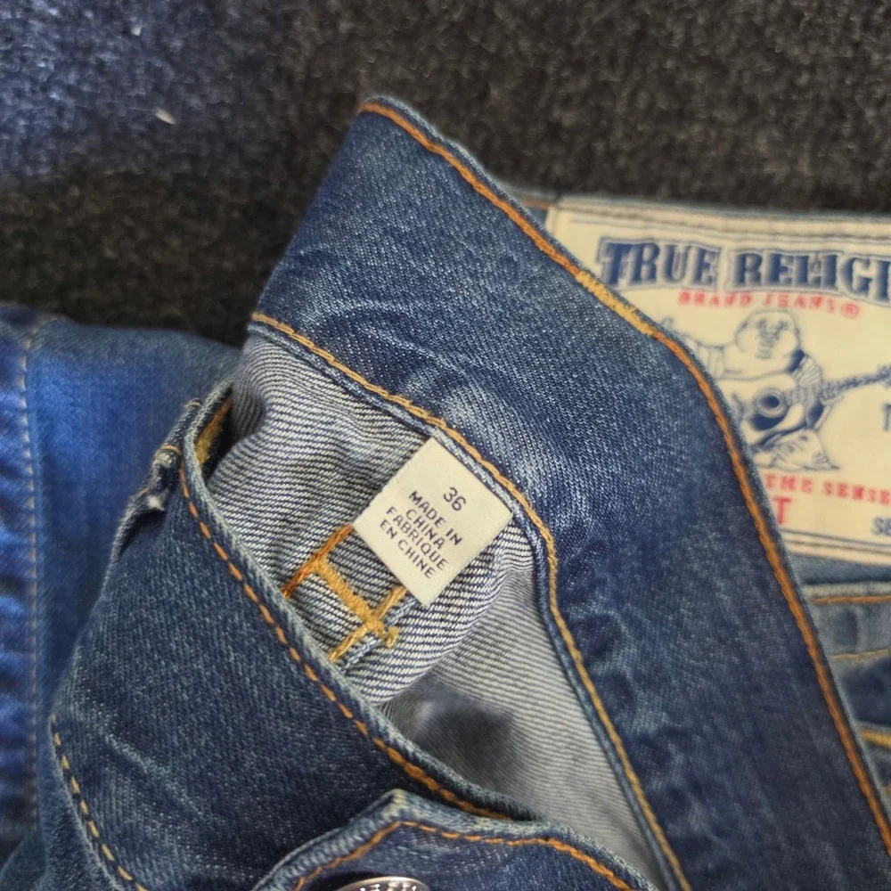 True Religion World Tour Straight Leg Jeans Mens 36 Medium Wash Blue Denim